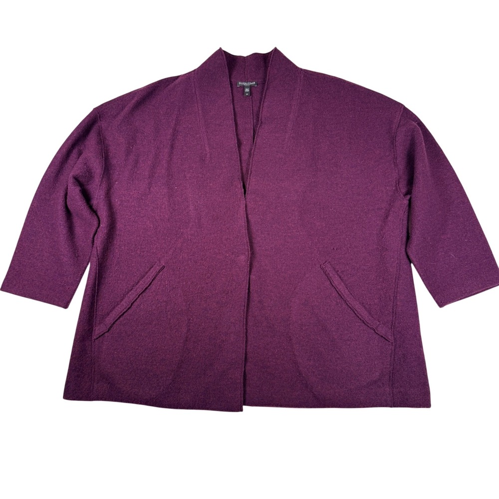 Eileen Fisher Woman‎ Size 2XL Purple Merino Wool Cardigan Jacket